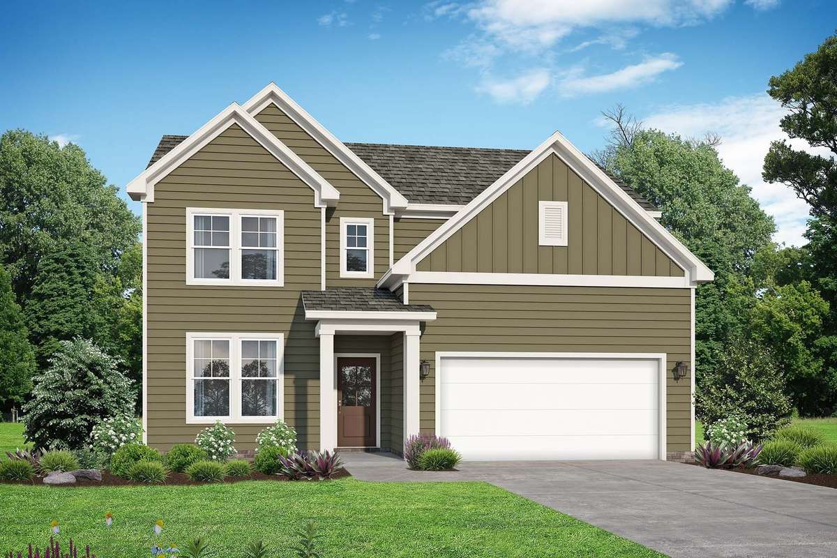 Rendering of the Henry floorplan that can be built.  Build it the way you want it!  Colors and selections may vary.