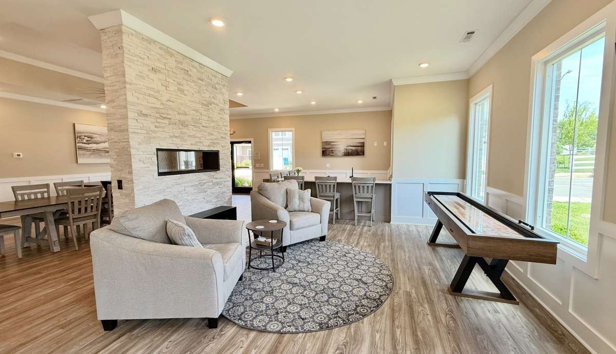Fireplace and Games in Community Clubhouse