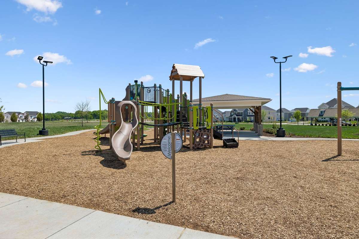 Huge playground with swing set.