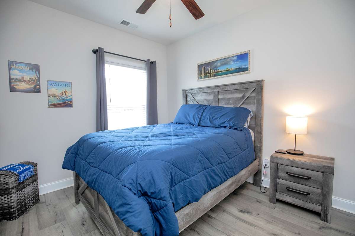 Bed 2 has lots of light and closet space and right next to full bath