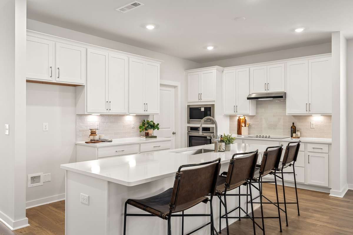 Large kitchen island fits 4-5 bar stools comfortably
*Photo of a previously built Chelsey