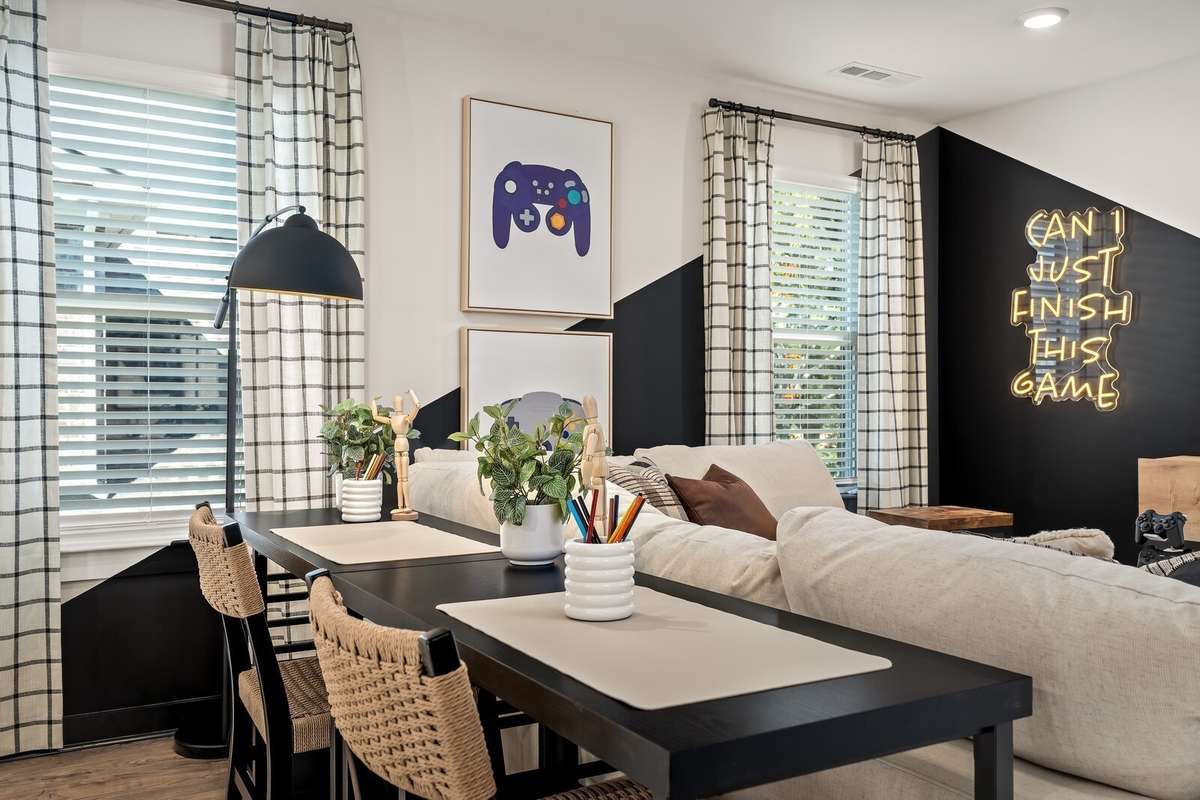 *Photo of our staged model home to show furniture and layout ideas