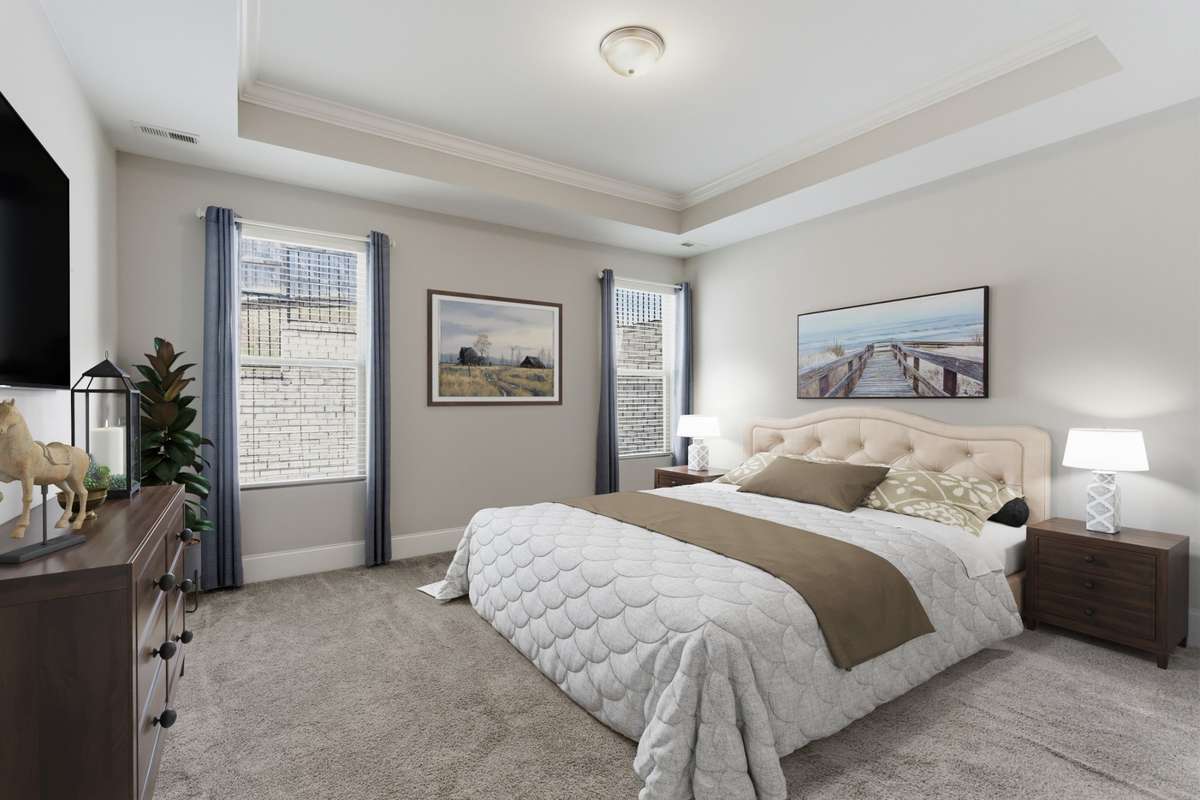 A virtually staged master bedroom designed to inspire the imagination.