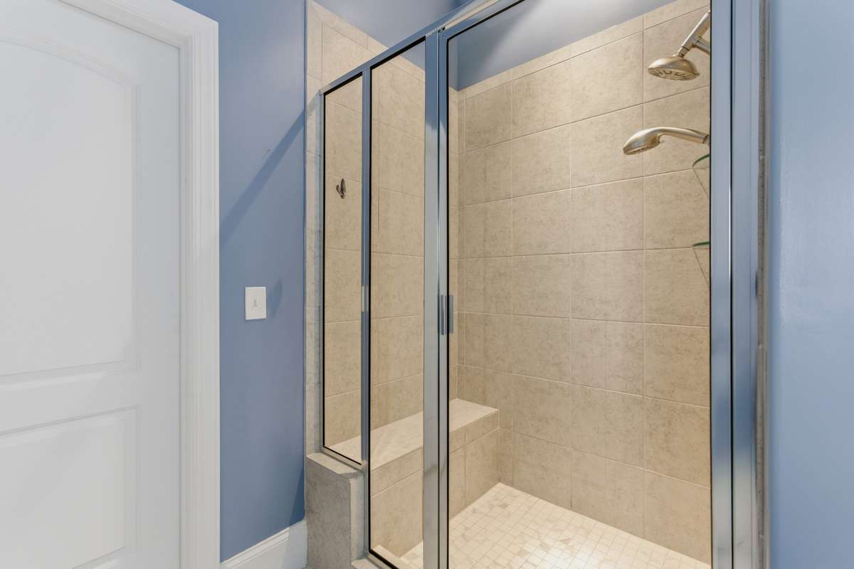 Walk-in shower in the master bathroom