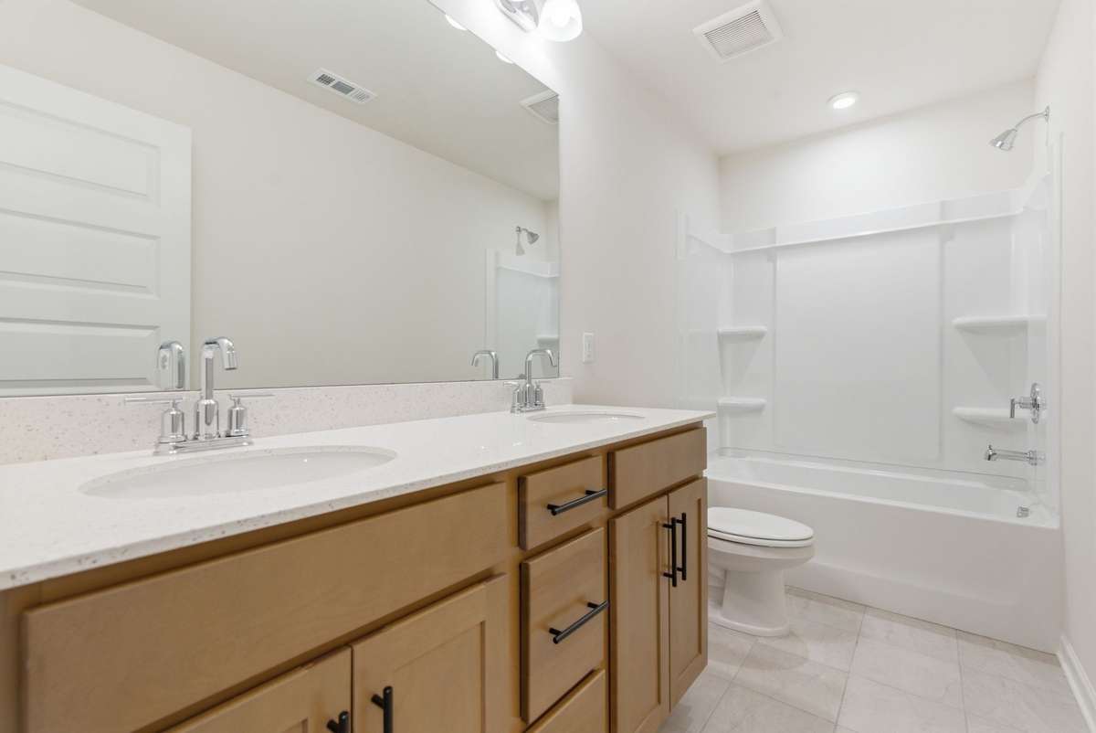 Dual sinks for the full secondary bathroom