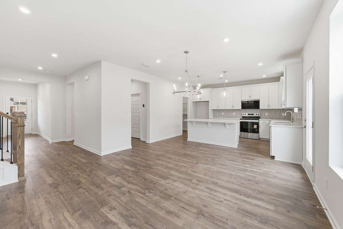 Stylish lighting throughout.