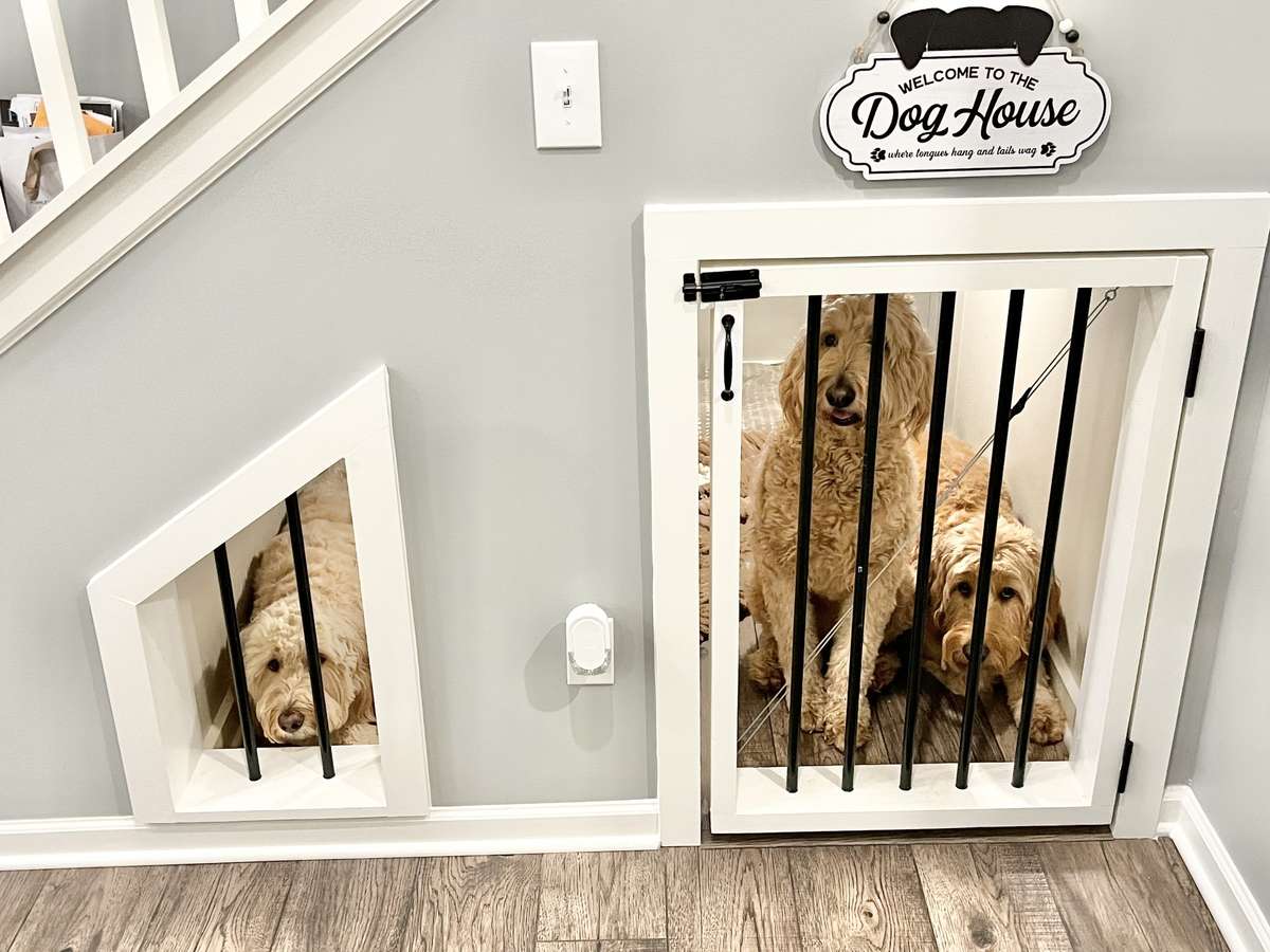 Your fur babies will love having their own house within a house. Perfectly used space under the stairs creates a comfy get away with your dogs have "peopled enough" for the day. Toddlers love this too!