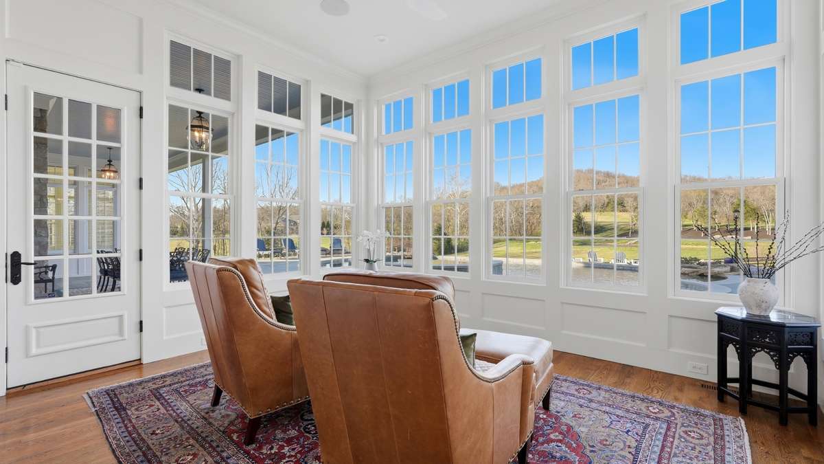 Morning room overlooking pool and beyond