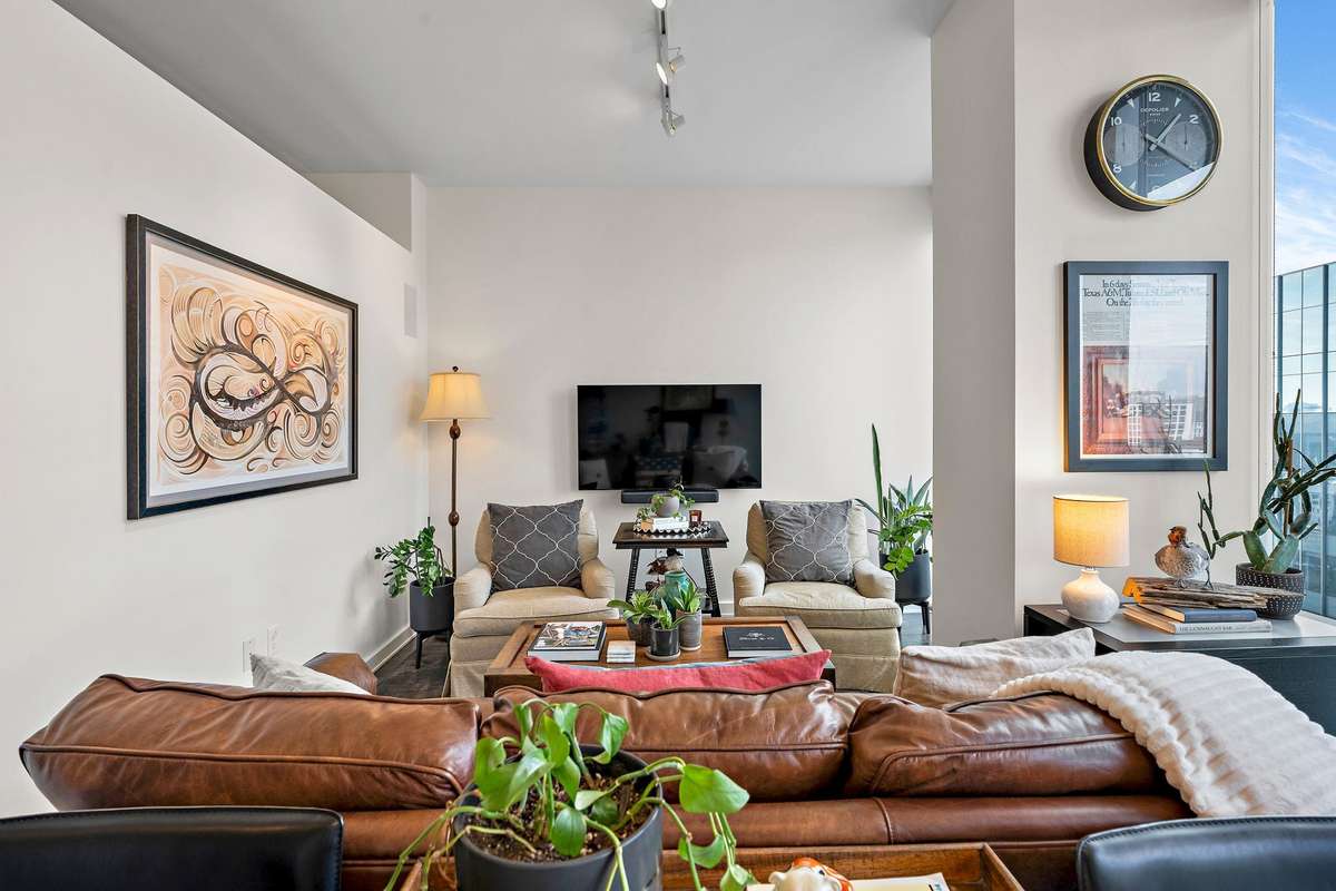 Flexible living area allows for multiple furniture configurations