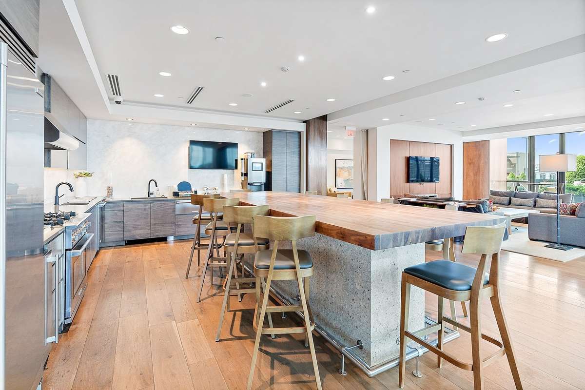 Multiple kitchen and lounge areas