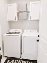 Newly added cabinets in the laundry room