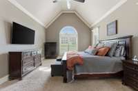 The primary suite is on the main floor. It has vaulted ceilings and 2 closets!