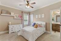 Bedroom 2 is on the main level & connects to a full bath, which is shared with bedroom 3.