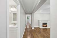 Hallway looking from kitchen