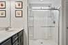 I love this shower because of all of the built in shelves it has.