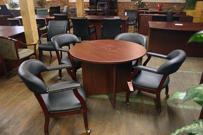 Compel Round Conference Table and Captains Chairs