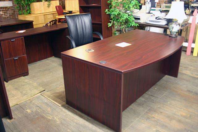 Compel Bowfront Desk and Computer Credenza