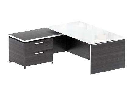 Corp Design Potenza Executive L Desk with White glass top