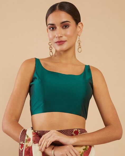 Myntra - Soch Women Green Solid Readymade Saree Blouse Price