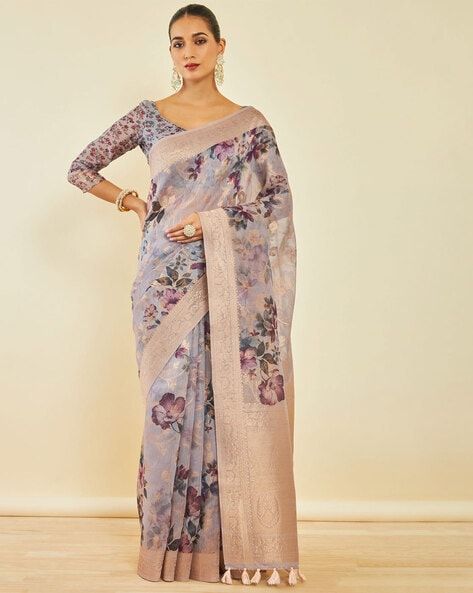 Myntra - Soch Floral Printed Zari Tussar Saree Price