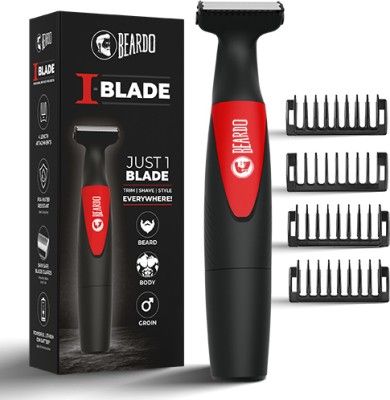 Beardo - BEARDO I-Blade Body Trimmer for Beard, Hair, Groin 90min Runtime OneBlade Trimmer Trimmer 90 min Runtime 16 Length Settings(Black)