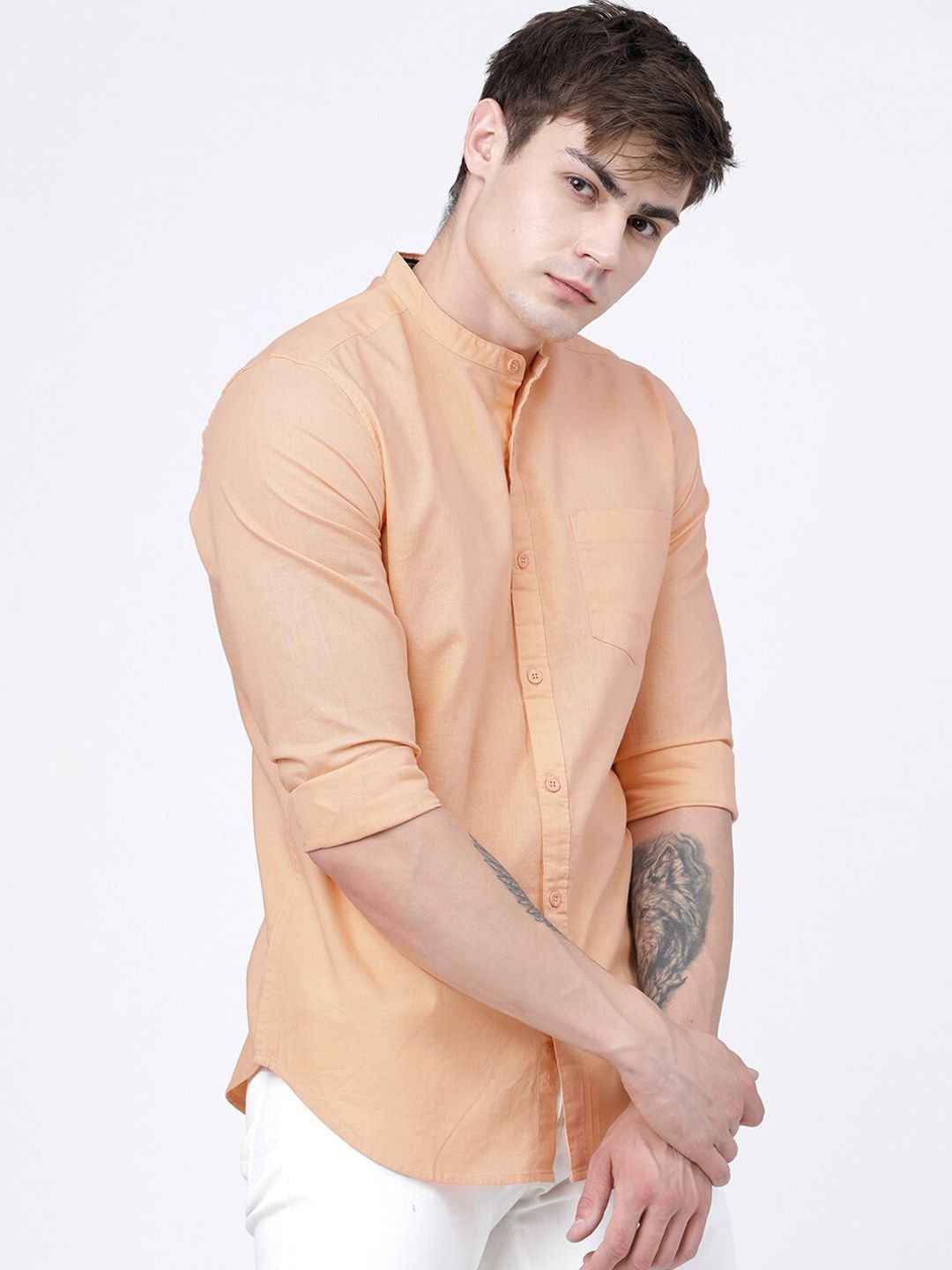Myntra - HIGHLANDER Men Orange Slim Fit Solid Casual Shirt