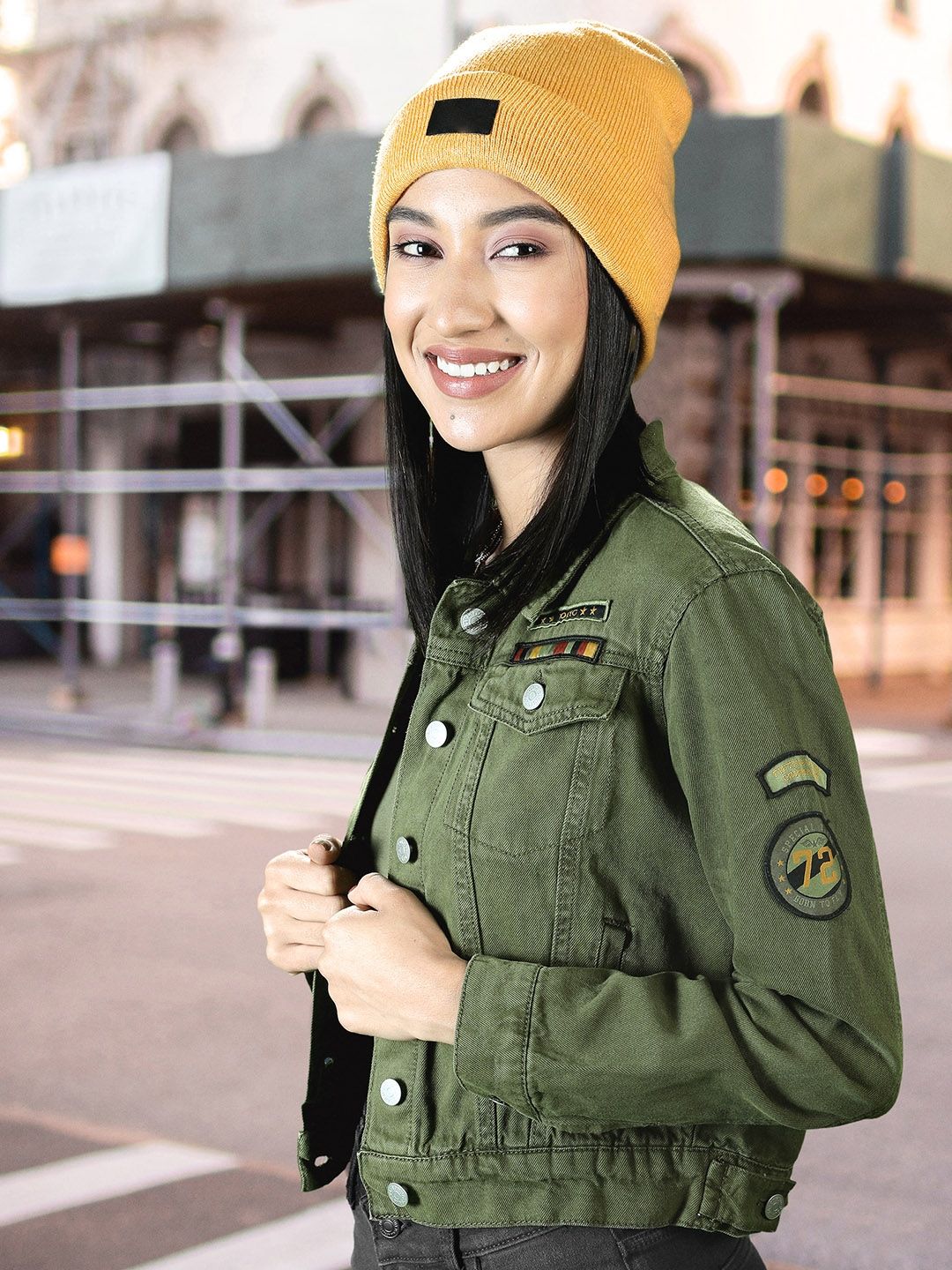 Flipkart - Tokyo Talkies Women Olive Green Solid Denim Jacket