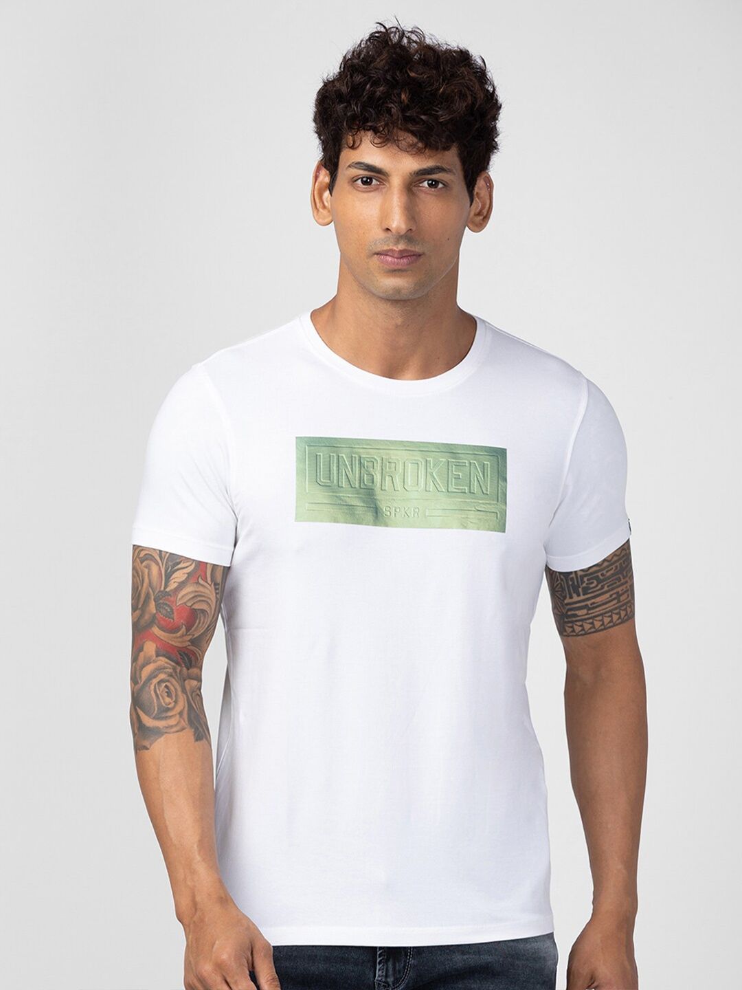 Myntra - SPYKAR Men Cotton Typography Printed T-shirt