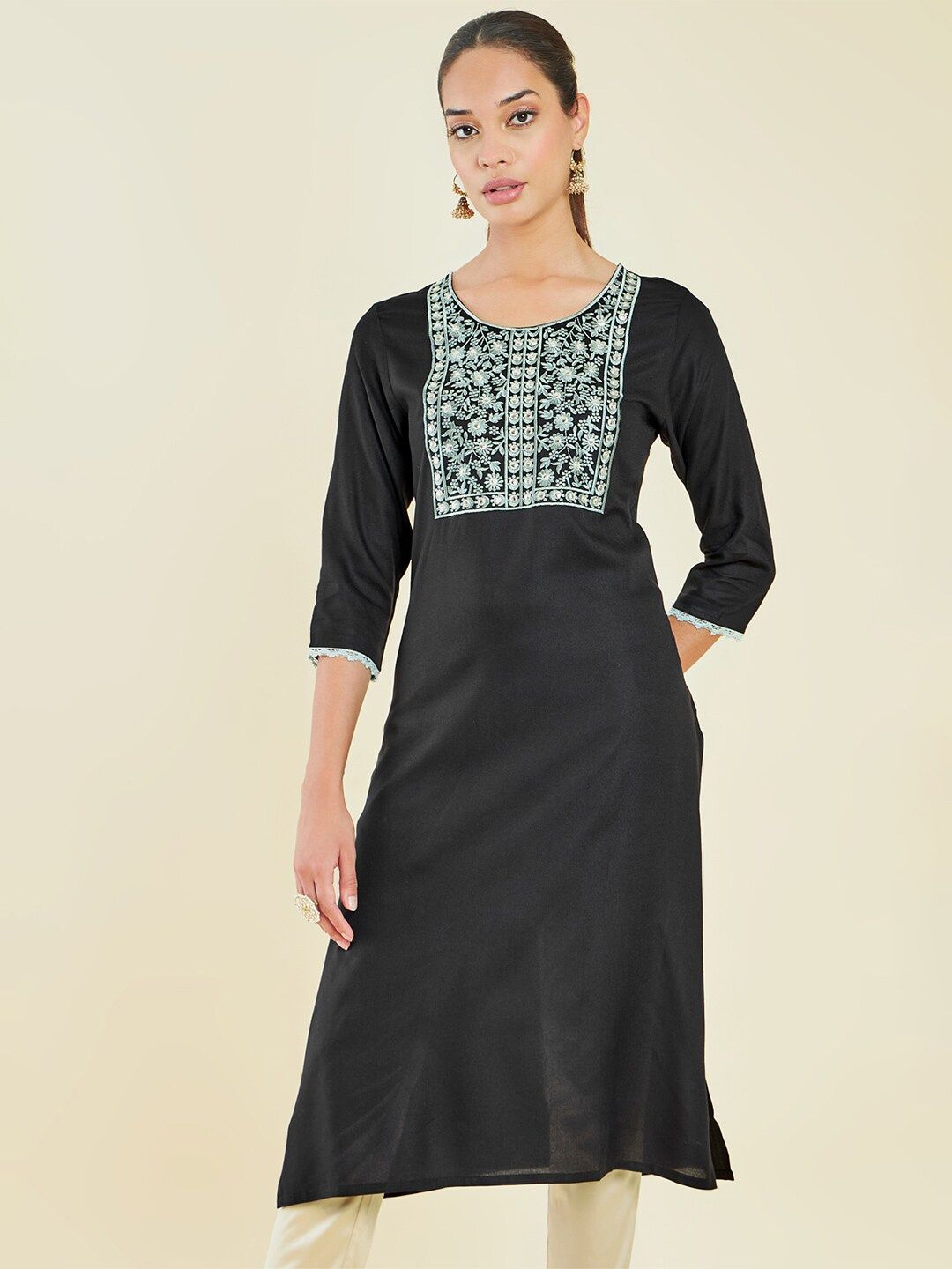 Myntra - Soch Ethnic Motifs Embroidered Mirror Work Kurta