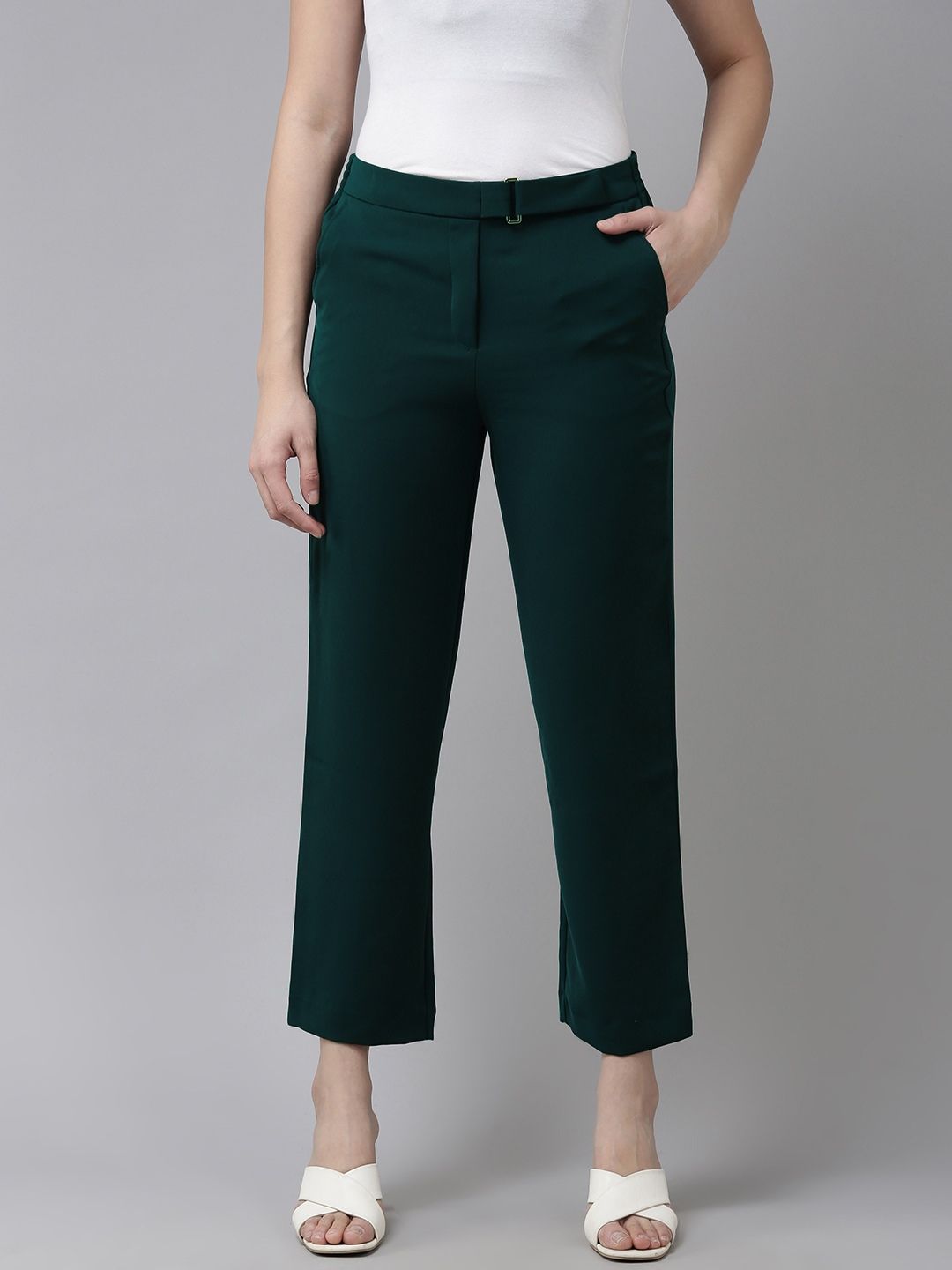 Myntra - Van Heusen Woman Cropped Casual Trousers