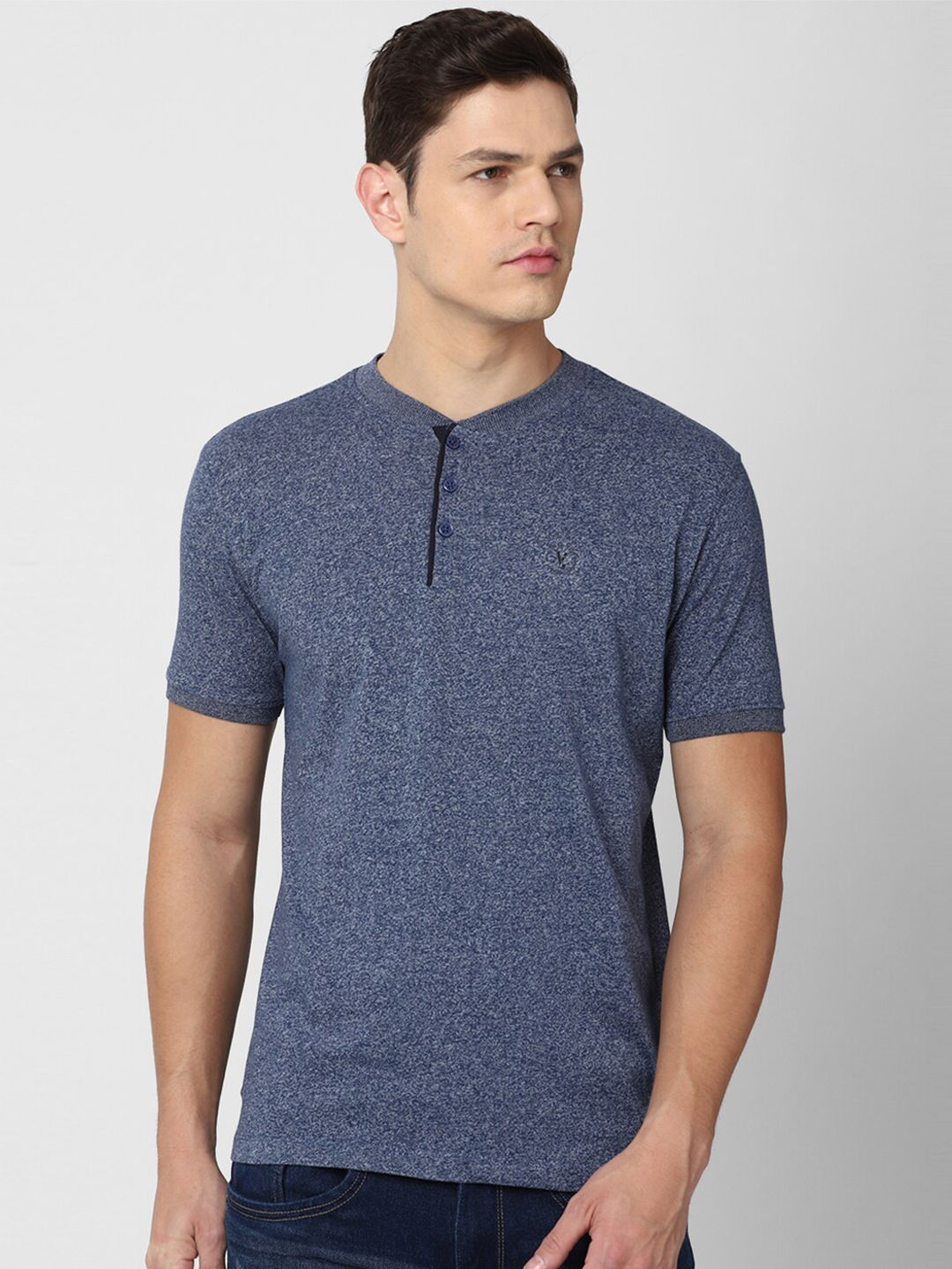 Tatacliq - V Dot Men Navy Blue Henley Neck Slim Fit T-shirt Price