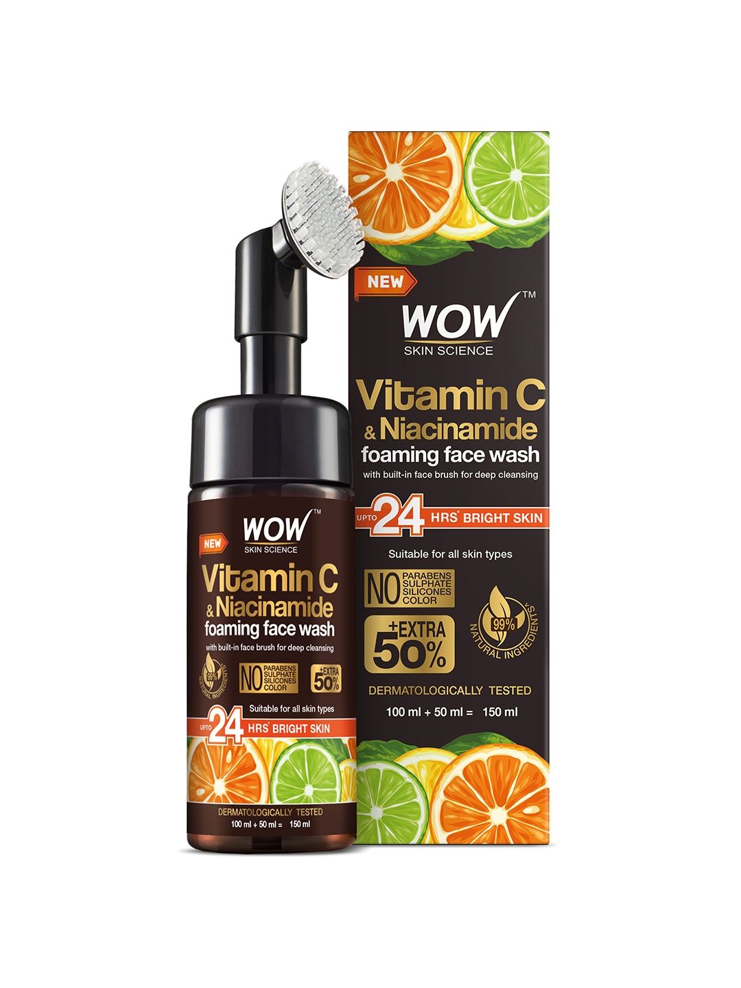 Myntra - WOW SKIN SCIENCE Brightening Vitamin C Foaming Face Wash with Built-In Face Brush – 150 ML Price