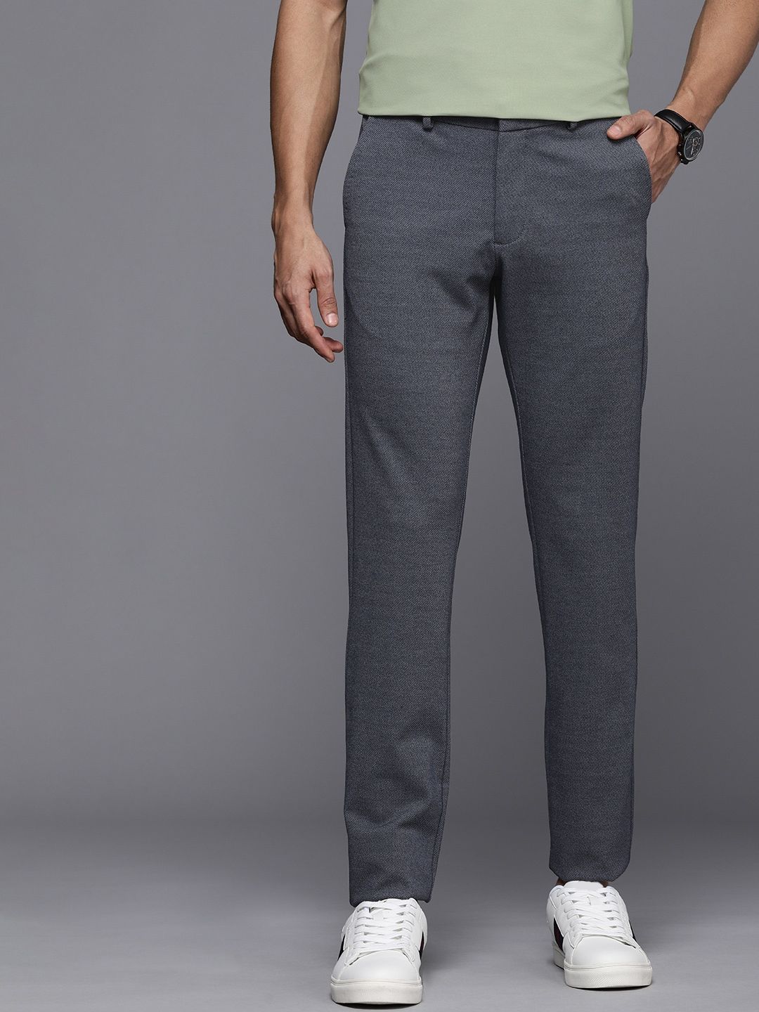 Allen Solly - Allen Solly Men Textured Slim Fit Trousers