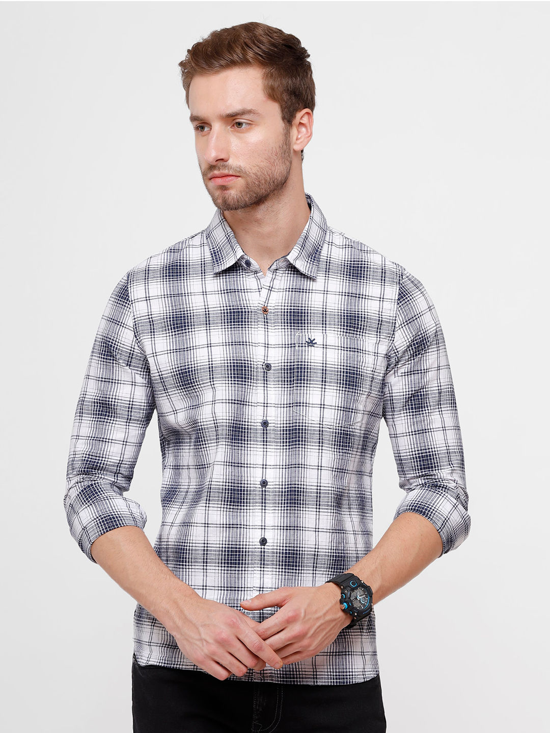 Myntra - WROGN Men White Slim Fit Checked Casual Shirt Price