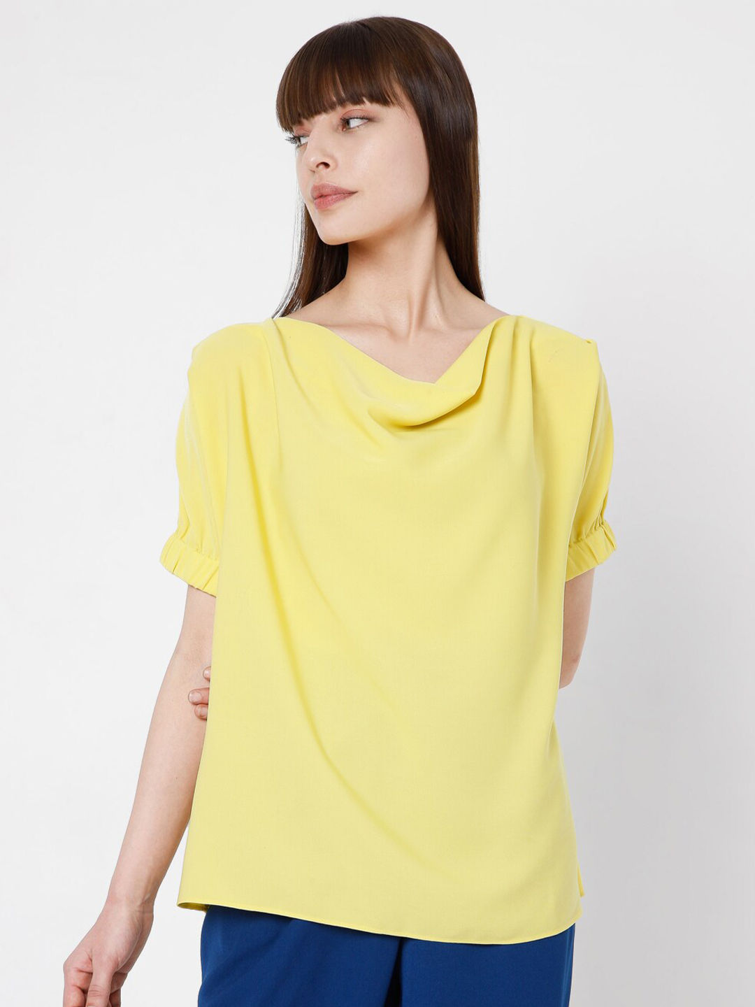 Myntra - Vero Moda Women Yellow Cowl Neck Top Price