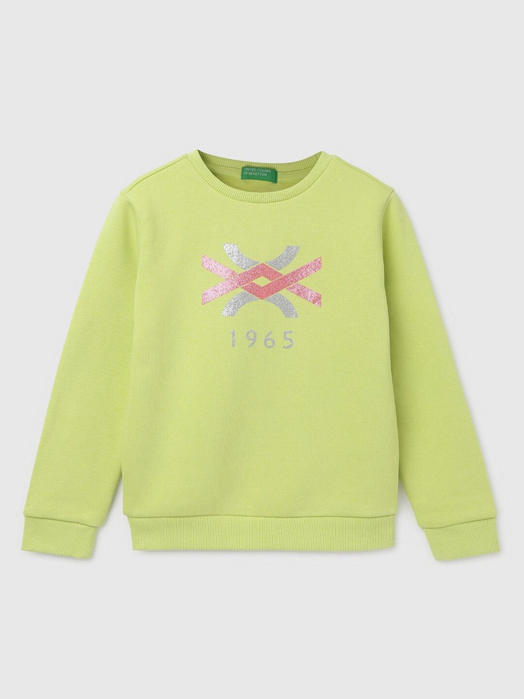 Myntra - United Colors of Benetton Girls Graphic Printed Cotton Sweatshirt