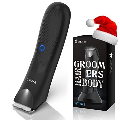 Amazon - Electric Body Hair Trimmer and Shaver for Men, VIKICON Body Groomer for Groin&Ball w/Lighting, Pubic Hair Trimmer Replaceable Ceramic Blade Heads, Ergonomic Electric Razor IPX7 Waterproof Wet/Dry