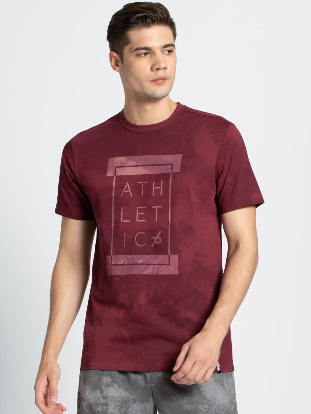 Myntra - Jockey Men Maroon Printed Round Neck T-shirt