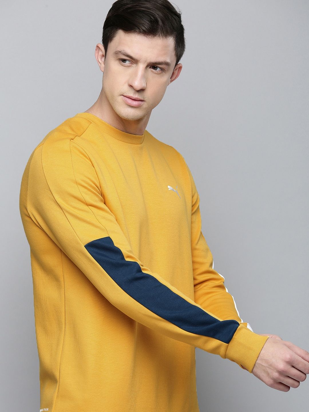 Myntra - one8 x PUMA Men Mustard Yellow Solid Pullover Sweatshirt With Contrast Detail