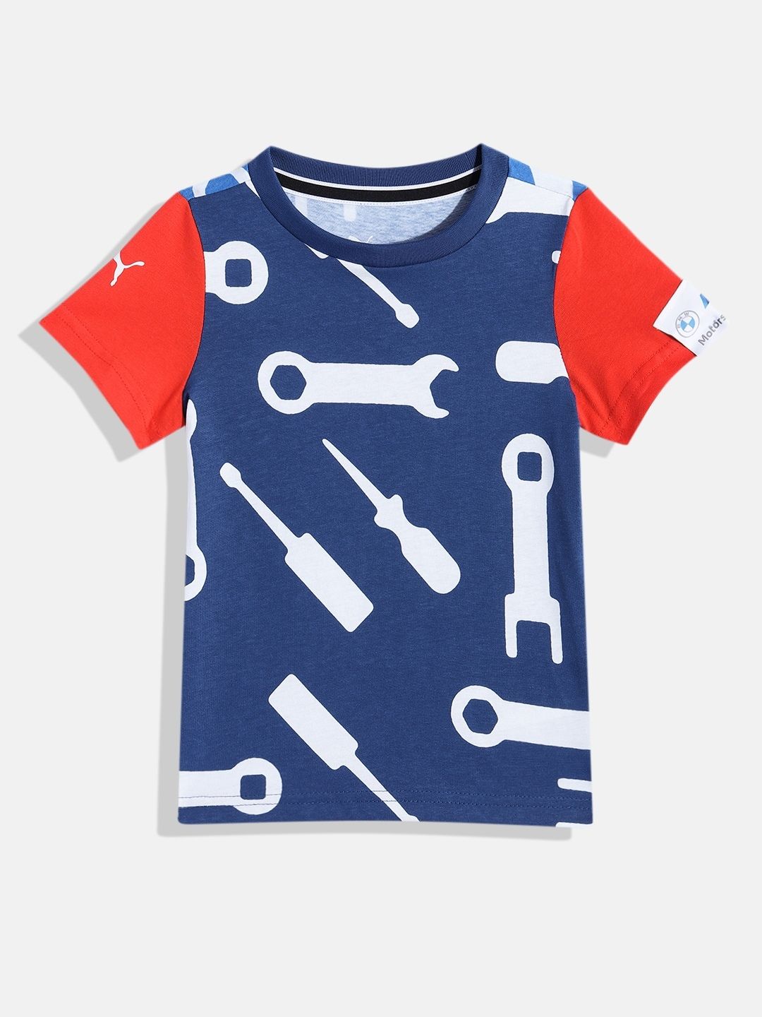 Myntra - PUMA Motorsport Kids Printed Regular fit Pure Cotton Sustainable T-shirt