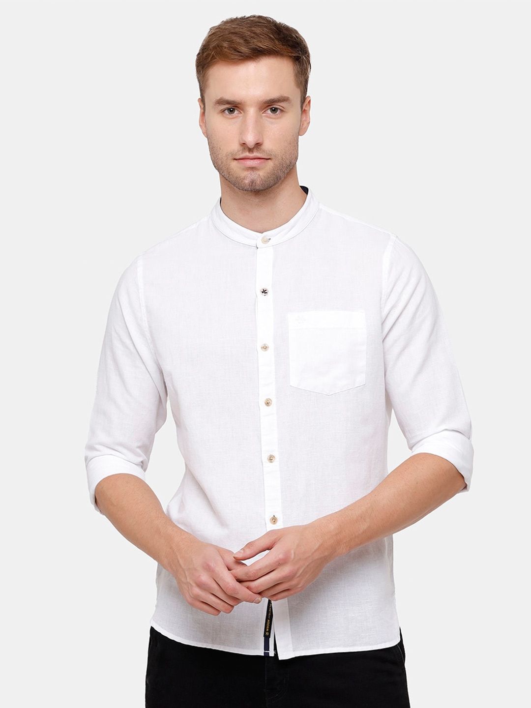 Flipkart - WROGN Men White Slim Fit Cotton Linen Casual Shirt