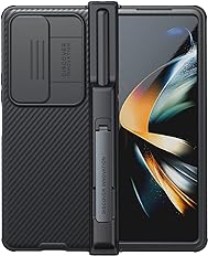 Amazon - for Samsung Galaxy Z Fold 4 Case with Detachable S Pen Holder & Slide Camera Cover, Support Wireless Charging for Samsung Galaxy Z Fold 4 5G (2022) (Black)