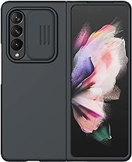 Amazon - Nillkin Case for Samsung Galaxy Z Fold 3 (7.6″ Inch) CamShield Silky Soft Liquid Silicon + PC Finish Camera Slider Inner Microfiber Black