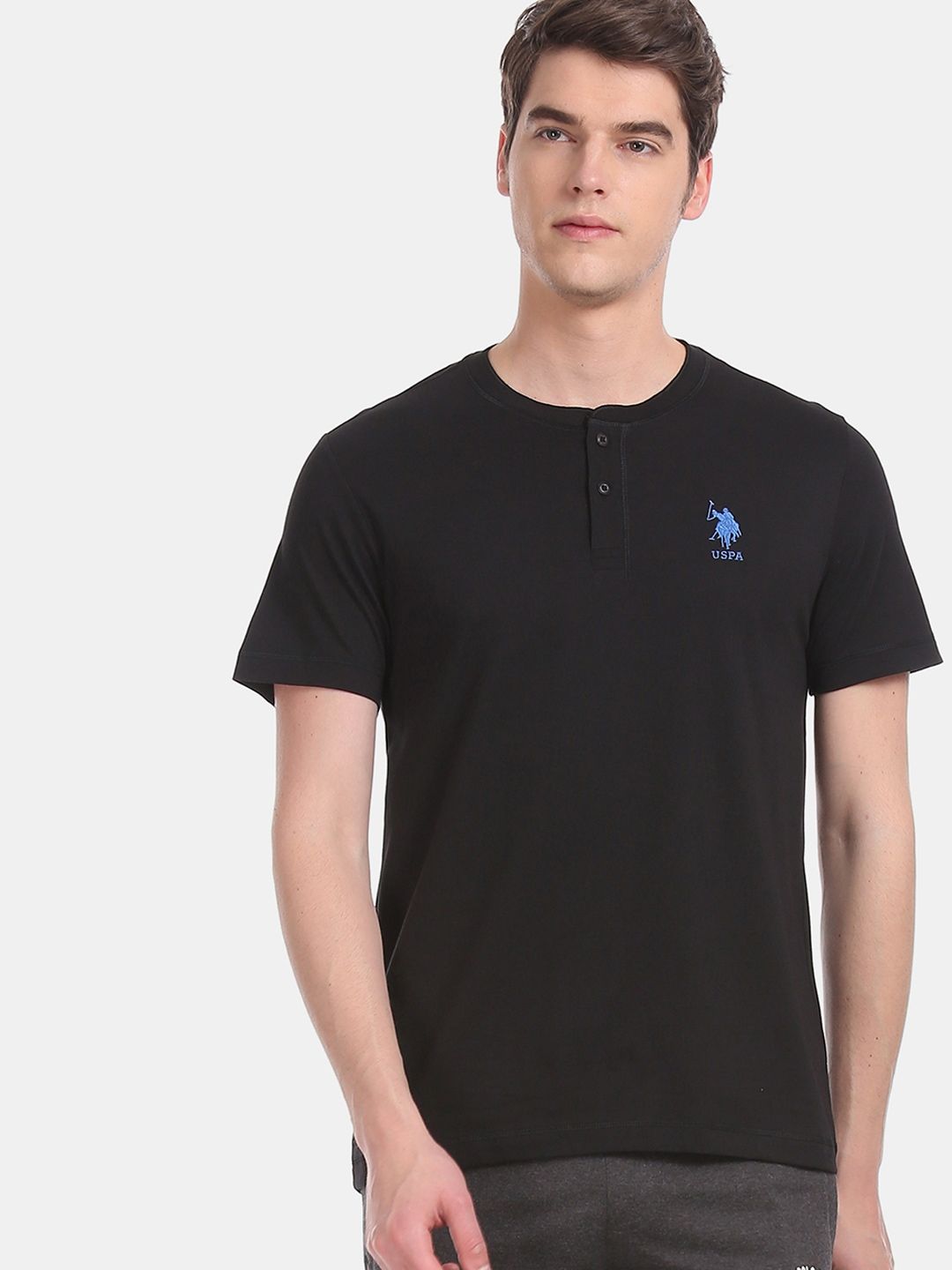 Myntra - U.S. Polo Assn. Men Black Lounge T-shirt