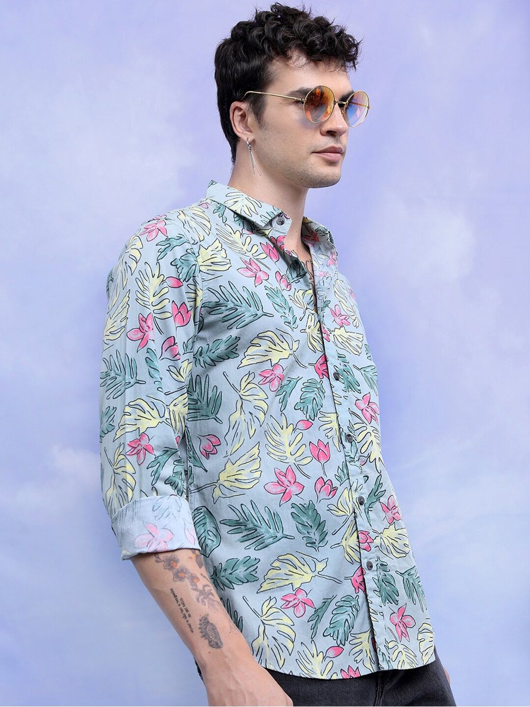 Myntra - Ketch Men Slim Fit Floral Printed Cotton Casual Shirt