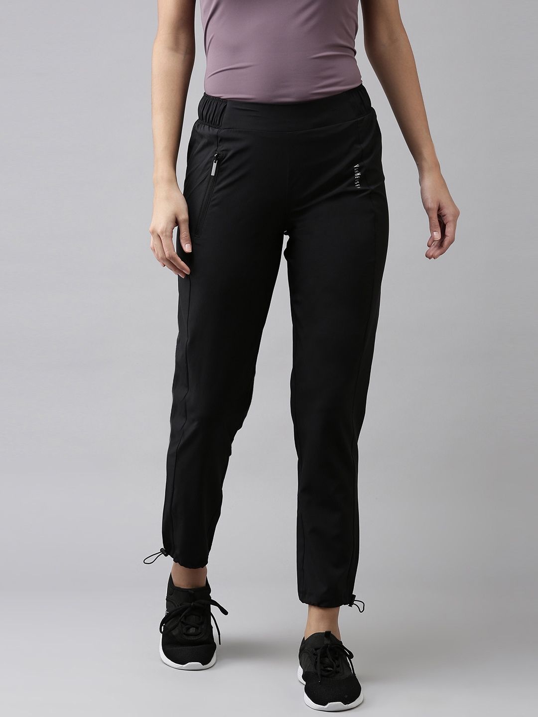 Myntra - Van Heusen Women Black Antibacterial Lightweight Travel Track Pants