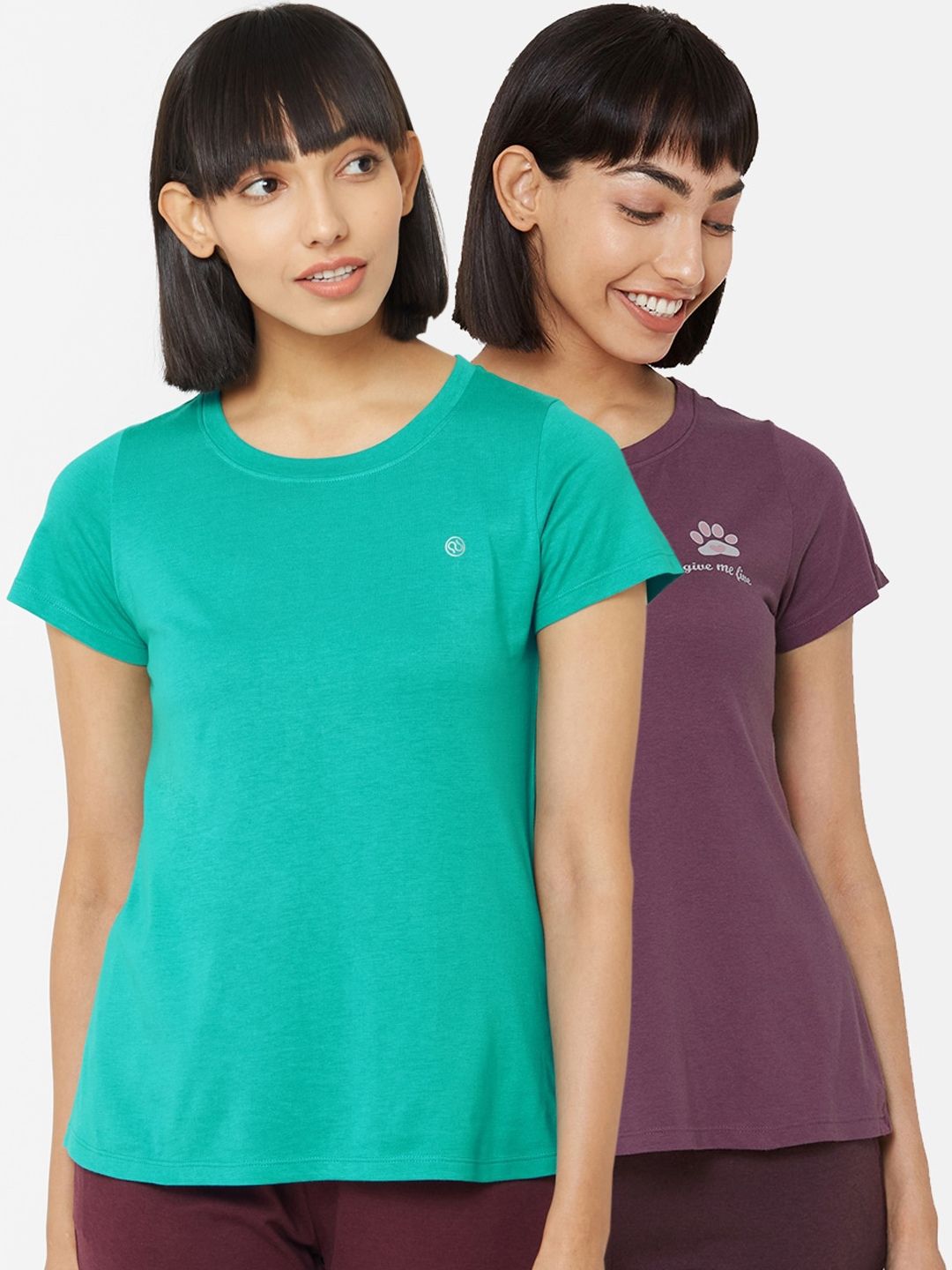 Myntra - Soie Women Pack Of 2 Solid Lounge T-shirts