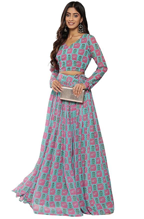 Amazon - Janasya Printed Ready to Wear Lehenga & Choli Price