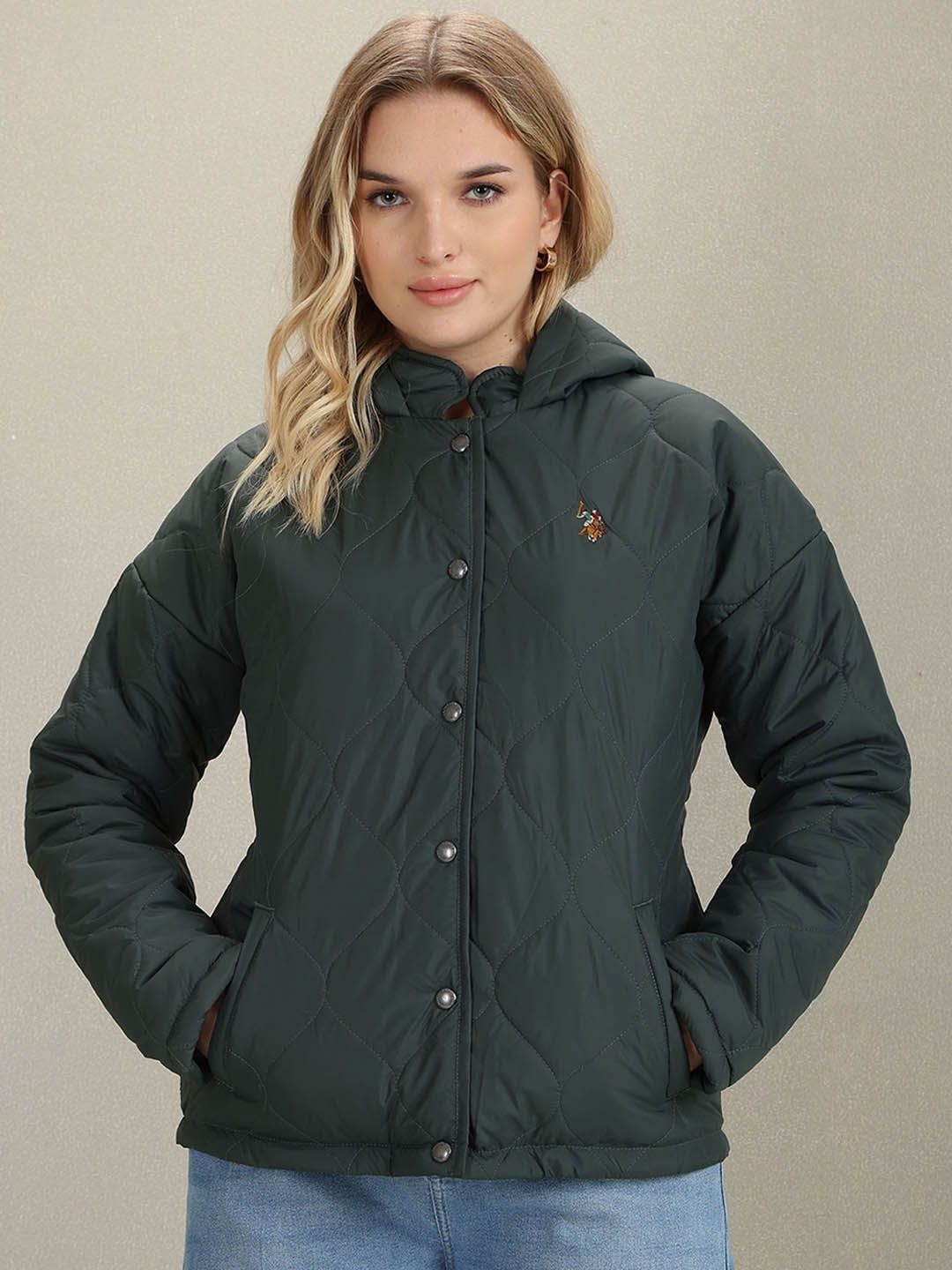 Myntra - U.S. Polo Assn. Women Hooded Longline Padded Jacket