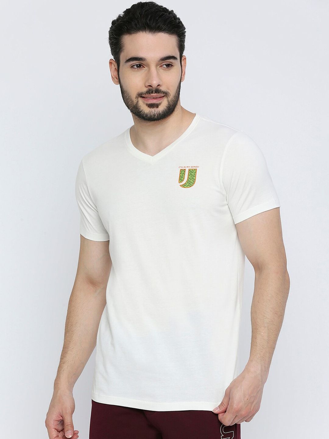 Myntra - UnderJeans by Spykar Men  Cotton Lounge T-Shirt